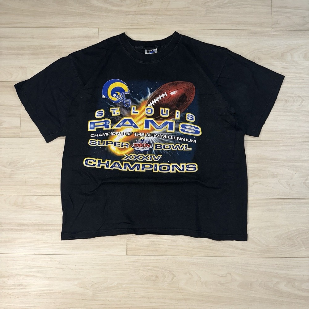 Vintage 2000s St Louis Rams‎ NFL Super Bowl XXXIV Champions Shirt white Size XL